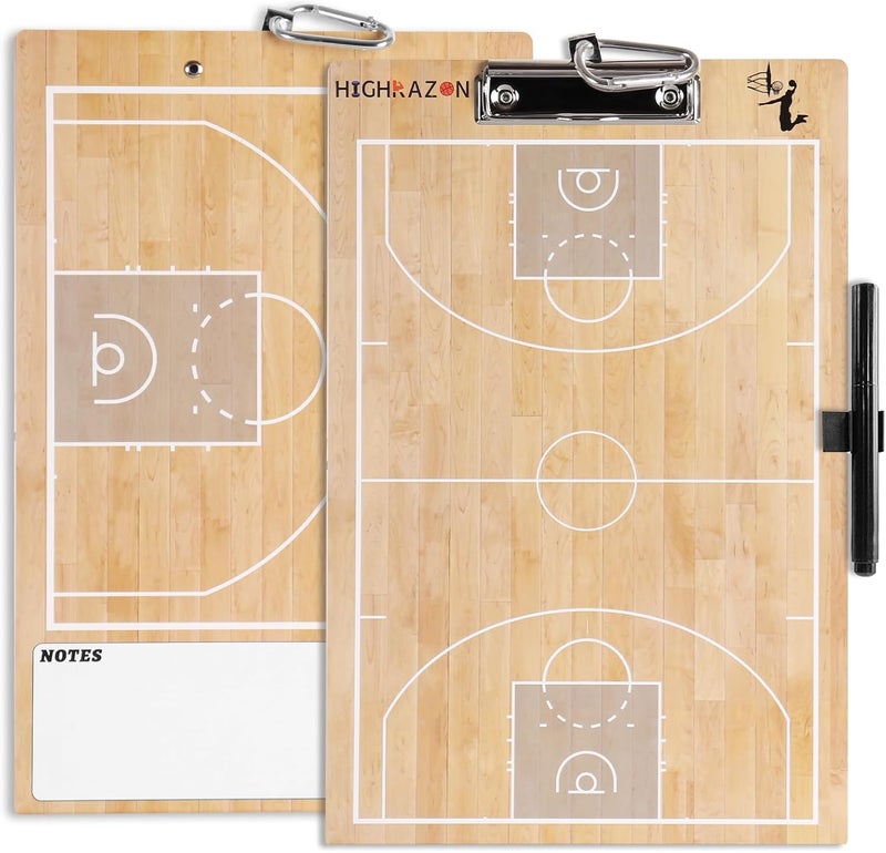 HIGHRAZON Basketball Coaches Clipboard,White Double-Sided Dry Erase Coach Clipboard, Color Basketball Whiteboard for Coaches, White Board with Marker for Coaches Gift - Image 1